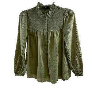 J Crew Olive Green Blouse Size S